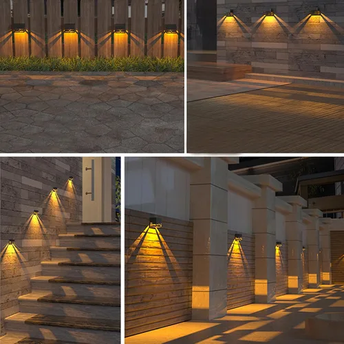 Vista 5 de Lxcom Lighting Luces solares decorativas de pared, luces solares para vallas, luces solares para exteriores, luz de cubierta, impermeable, luces