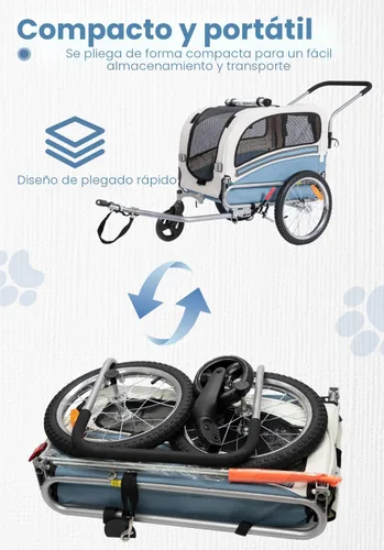 Vista 5 de Sepnine 2 en 1 Remolque de Bicicleta para Mascotas con una Rueda de Carrito de 15 cm Adecuada para Perros Pequeños y Medianos, Capacidad de Carga