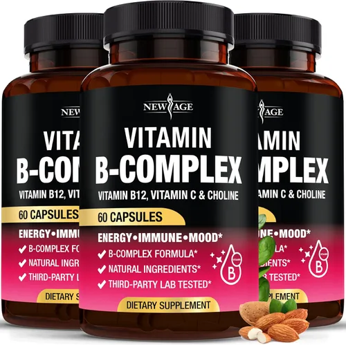 Vista 8 de Complejo de vitamina B para hombres y mujeres - Fabricado en EE. UU. - Complejo B: B1, B2, B3, B5, B6, B7, B8, B9, B12 con vitamina C, colina