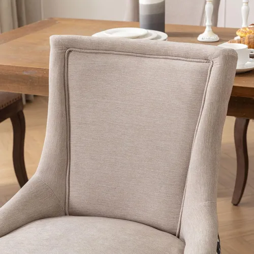 Vista 8 de A&A Furniture Ultra Side Dining Chairs Set of 2, Modern Table & Chair Sets with Thickened Fabric and Solid Wood Legs, Bronze Nail Head Accent
