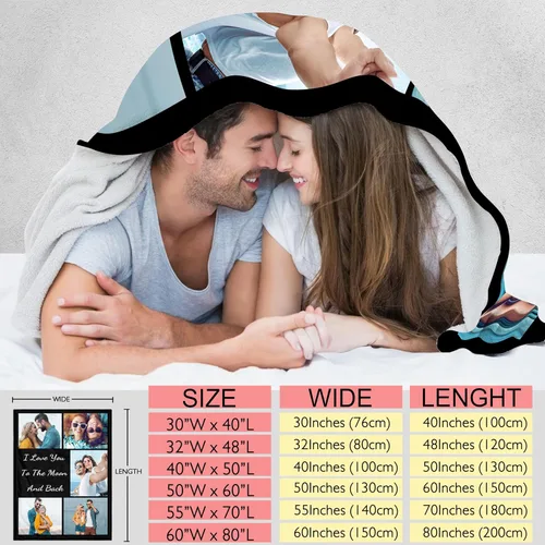 Vista 3 de Funny DIY Manta de fotos personalizada con texto, regalos personalizados para el día de San Valentín para parejas, novio, novia, manta personalizada