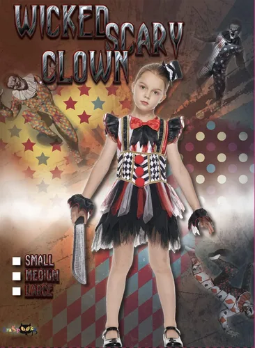 Vista 2 de Snailify Disfraz de payaso malvado para niña vestido de cosplay de terror divertido