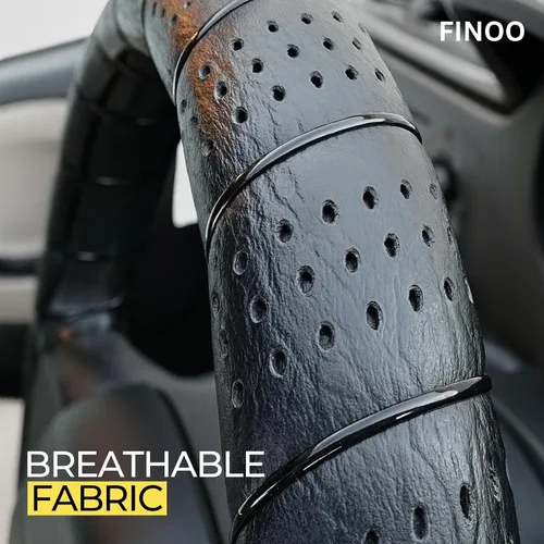 Vista 2 de Cubierta de volante con encaje negro, accesorio clásico de agarre elástico para auto