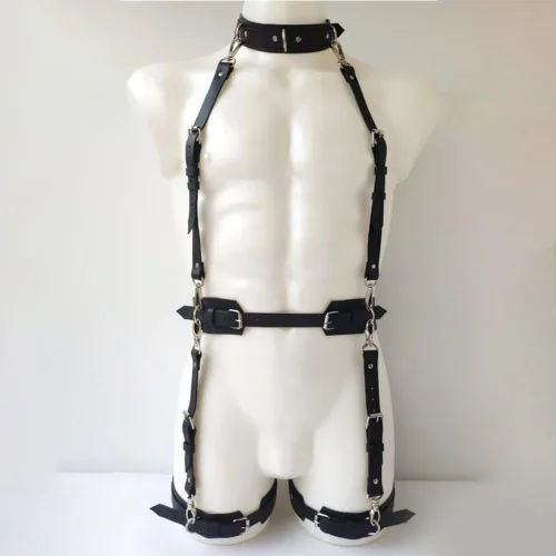 Vista 2 de ALLOVME Men Body Chest Belt for Men Adjustable Leather Belts with Buckles Rave Costume Sexy Punk Chest Belt Clubwear Costume