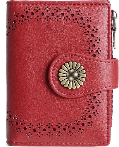 Vista 7 de SENDEFN - Carteras pequeñas para mujer, cartera compacta con bloqueo RFID, de cuero, plegable, con bolsillo para monedas y cierre, A-baby Azul
