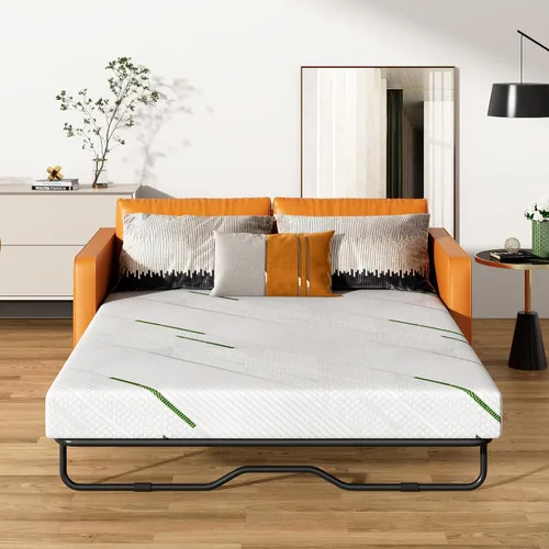 Vista 9 de Colchón para sofá cama de 4 pulgadas, repuesto de espuma viscoelástica de gel con funda de patrón geométrico transpirable lavable, soporte