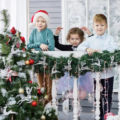 Vista 6 de Bencailor 6 piezas de adornos de reno acrílicos para árbol de Navidad, cascanueces de cristal, reno bailando, figura colgante decorativa, adornos