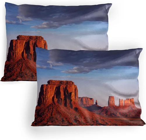 Vista 23 de Lunarable Nature Pillow Sham Set of 2, Sunset in a Winter Park Russia Sun Rays Through Trees Pathway to Forest, Quality Microfiber Bedding Item for