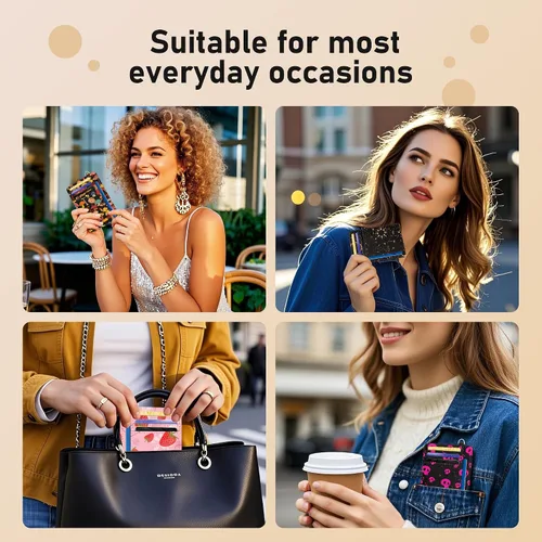 Vista 4 de METALPHA Tarjetero delgado para tarjetas de crédito, carteras pequeñas para mujer, cartera RFID para mujer, bolsillo frontal, lindo y divertido