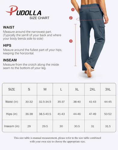 Vista 7 de Pudolla Pantalones deportivos de algodón para hombre con bolsillos tipo cargo, parte inferior abierta, pantalones de yoga para hombre, pantalones