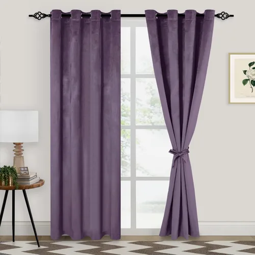 Vista 66 de XWZO Cortinas de terciopelo azul de 63 pulgadas de largo, elegantes cortinas de lujo suaves para sala de estar, aislamiento térmico, oscurecimiento