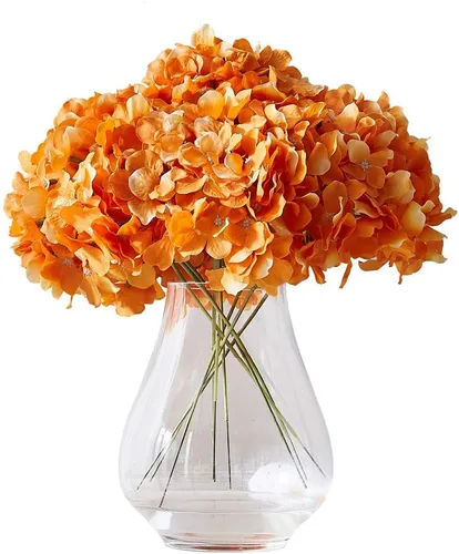 Vista 55 de Flores de hortensias artificiales rosa polvoriento, 10 cabezas de flores de seda de hortensia falsas para centros de mesa de boda, ramos de 10