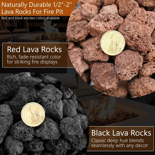 Vista 8 de NUPICK Rocas de lava negra de 3 libras para hoguera, roca volcánica de 1/2 a 2 pulgadas para chimenea interior y exterior, piedra de lava para Negro