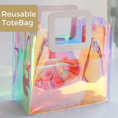Vista 6 de VUOJUR 2 M 11'' Bolsas de regalo holográficas con papel de seda - Orquídea