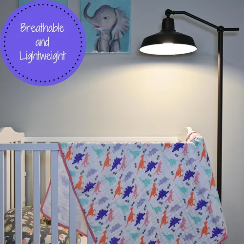 Vista 4 de LollyBanks Manta de muselina para bebé 100% algodón, 6 capas, mantas suaves para bebés para niñas, manta grande de 47 x 47 pulgadas versátil
