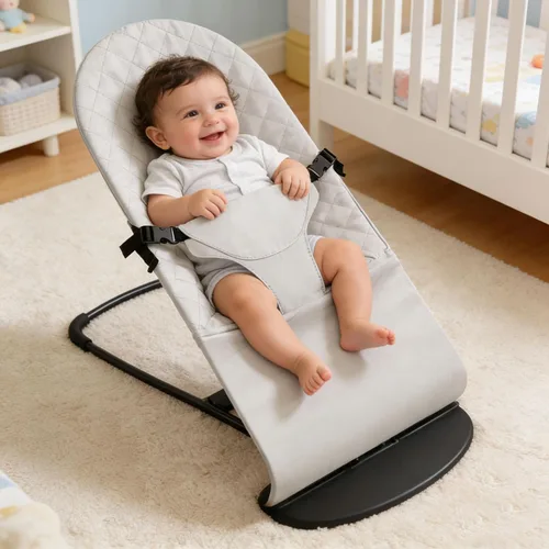 Vista 3 de Asiento de tela para gorila – para BabyBjorn Funda de repuesto compatible con BabyBjörn Bouncer Bliss, suave y transpirable, lavable a máquina Beige