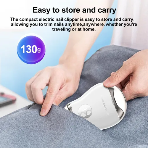 Vista 9 de Electric Nail Clipper with LED Light & 3 Speeds, Fingernail Cutter and Polisher 2 in 1 Design, Nail Scraps Storage Rechargeable Safety Fingernail