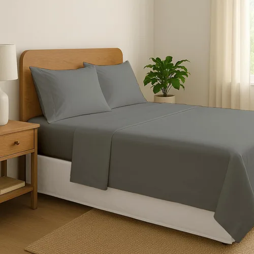 Vista 2 de SLEEP-NEST Juego de sábanas tamaño individual, 4 piezas, sábanas transpirables de 100% algodón, artículos esenciales para dormitorio universitario