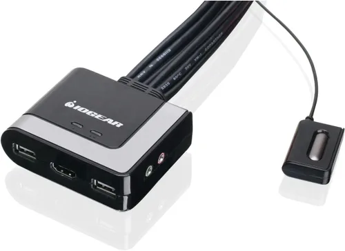 Vista 2 de IOGEAR Conmutador KVM USB HDMI con cable de 2 puertos - 1920 x 1200 60Hz - Interruptor de botón remoto o tecla de acceso directo - Estéreo 2.1