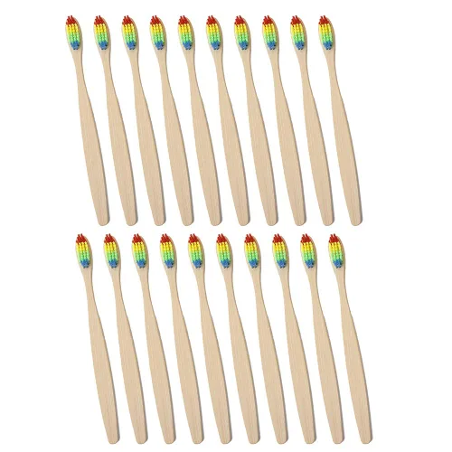Vista 8 de Magik 10-20 cepillos de dientes de bambú 100% natural orgánico cerdas medianas sin BPA (paquete de 10, rojo)