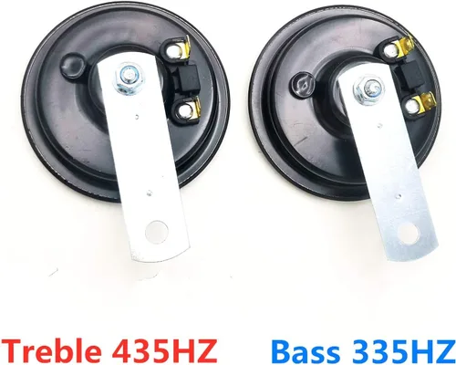 Vista 5 de Bocina eléctrica para automóvil, 118 DB, 12 V, súper fuerte, tono alto y tono bajo, kit de bocina doble de metal con soporte, bocina de aire Rojo