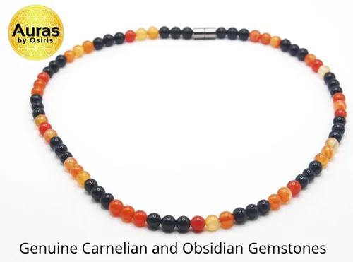 Vista 29 de Collar de cristal de obsidiana negra hecho a mano, collar de cuentas de piedras preciosas naturales auténticas, curación, protección, talismán mala