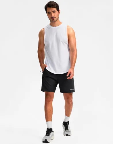 Vista 6 de Pudolla Pantalones cortos de entrenamiento para hombre con 3 bolsillos con cremallera, ligeros de 7 pulgadas, pantalones cortos de gimnasio