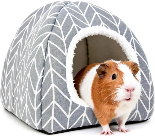 Vista 10 de Cama de conejillo de indias, casa de conejo enano, accesorios para cueva, acogedor escondite para conejito, erizo, hurón, chinchilla y otros Rosa