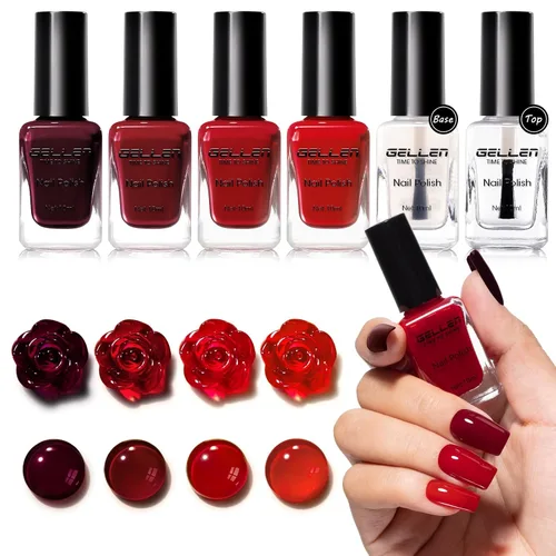 Vista 22 de GELLEN Juego de Esmalte de Uñas en 4 Colores Negro, Blanco, Gris & Base y Capa Superior, Esmalte de Uñas de Tendencia Otoño/Invierno Negro, Blanco