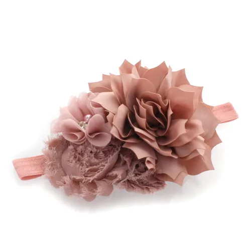 Vista 2 de My Lello Diadema de tela desgastada para bebé, bebé, bebé, niña, elástica, rosa polvorienta
