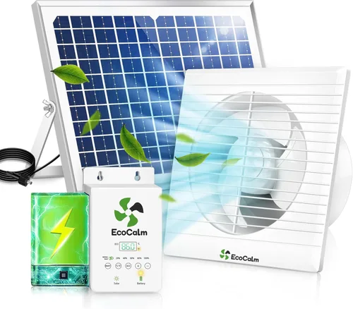 Vista 8 de Extractor solar de 4" con termostato y batería para gallinero