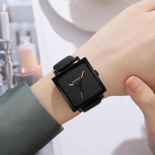 Vista 2 de Reloj de cuero impermeable para mujer, reloj de pulsera de cuarzo para muñecas pequeñas, diseño fino