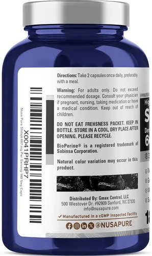 Vista 2 de NusaPure Cápsulas Shilajit, 667 mg, 180 cápsulas vegetales (sin OMG, veganas)