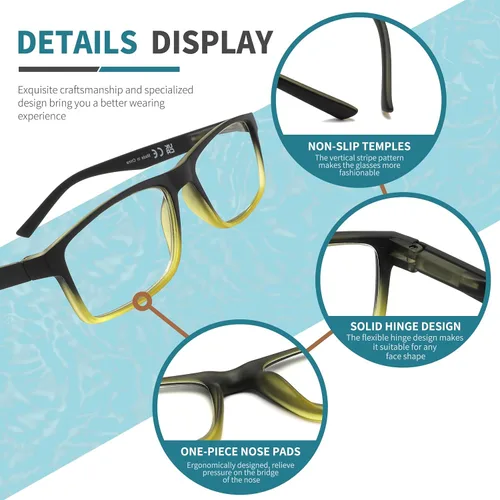 Vista 4 de Gafas de Lectura con Bloqueo de Luz Azul Paquete de 4 Lectores de Computadora para Mujeres y Hombres, Anteojos con Filtro de Rayos UV Antirreflejos