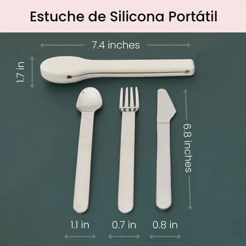 Vista 6 de Uba Juego de cubiertos de control de porciones y utensilios de dieta bariátrica con estuche de silicona (1)