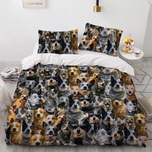 Vista 17 de Airedale Terrier - Juego de funda de edredón con estampado de cara de perro, juego de ropa de cama de 3 piezas, juego de funda de edredón suave