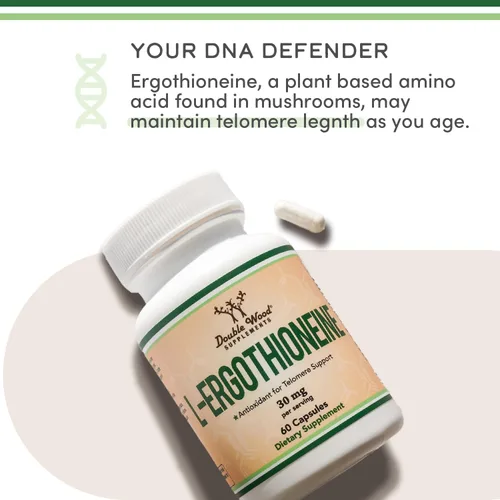 Vista 4 de Suplemento de ergotioneína (EGT) 30 mg de L-ergotioneína pura a base de plantas por cápsula, 60