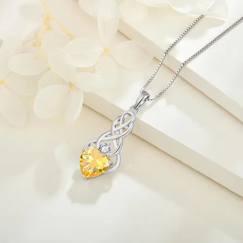 Vista 3 de FJ Collar de nudo celta para mujer, plata de ley, dije de nudo celta de buena suerte, Trinidad celta con piedras preciosas