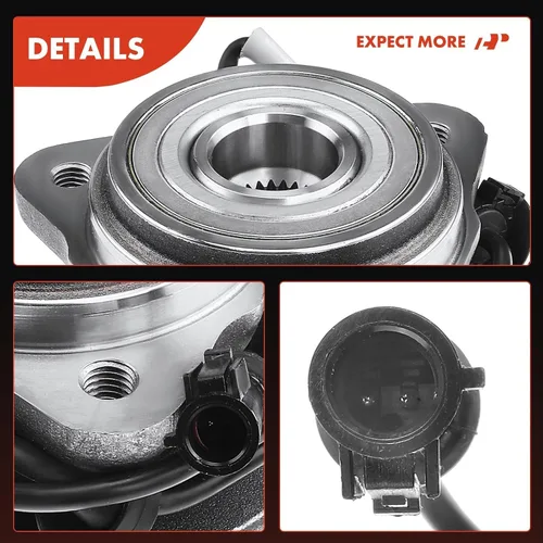 Vista 8 de A-Premium 2 rodamientos de rueda delantera y conjunto de cubo con ABS y 5 lengüetas compatibles con Ford Mazda Mercury - 1995-2009 - Explorer