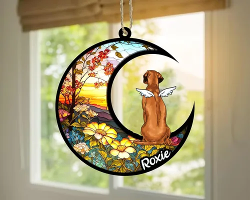 Vista 363 de LOVELYPOD Adorno de Navidad personalizado para perro Basset Hound (marrón) Basset Hound (marrón) adorno para atrapasoles de perro, razas de perros