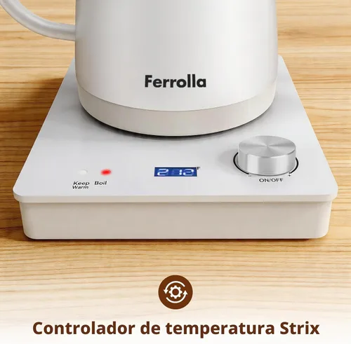 Vista 6 de Hervidor eléctrico de cuello de cisne blanco con pantalla LED de dígito y control de dial, interior de acero inoxidable, 1300 W, 0.8 L