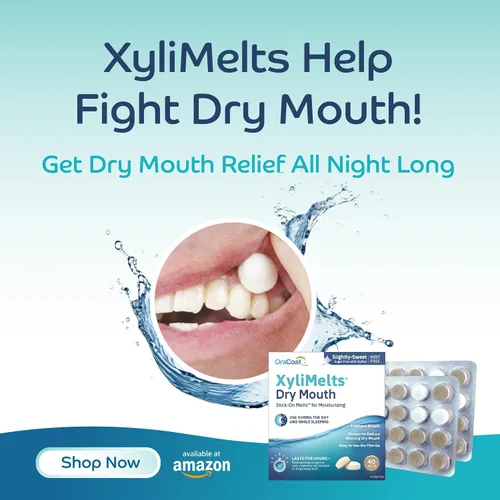 Vista 2 de Xylimelts : Dry Mouth 40 pastillas adhesivas sabor dulce ligero Alivia la boca seca día y noche Acción hasta 8 horas Sin azúcar, sin xilitol
