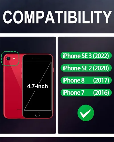 Vista 2 de SHIELDON - Funda tipo cartera de piel auténtica para iPhone SE 2022/SE 2020/8/7, color negro Magnetic Closure, RFID Blocking, Credit Card Holder