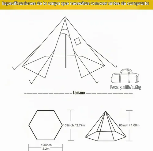 Vista 4 de FIREHIKING Tienda de Campaña Caliente - Tipi Ultraligero con Conector para Estufa para 1-2 Adultos