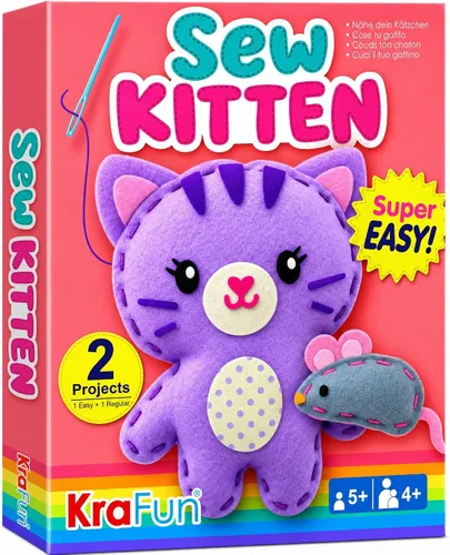 Vista 14 de KRAFUN Kit de costura de conejo para niños de 8 a 12 años, sin tijeras, sin Conejito