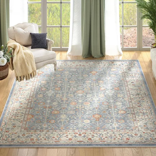 Vista 13 de Fashionwu Alfombra de baño con diseño floral para pasillo, alfombra moderna envejecida para sala de estar, alfombra turca, alfombra estética