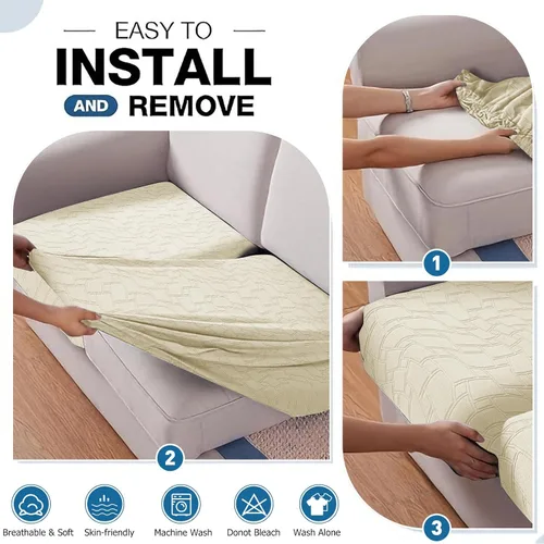 Vista 6 de MAXIJIN Fundas de cojín impermeables para sofá, funda de cojín individual de asiento de silla, fundas elásticas para sofá modular con parte inferior