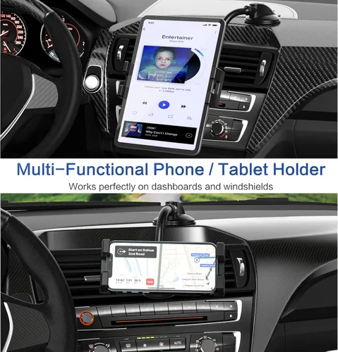 Vista 2 de Soporte para tablet de salpicadero de automóvil, cuello de cisne con brazo largo flexible para dispositivos de 4 a 13 pulgadas, iPad Pro Air Mini