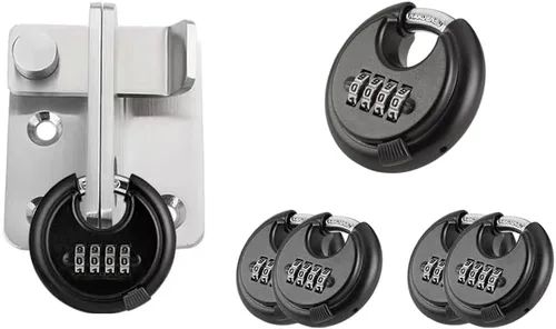 Vista 8 de WULALACK Cerradura de combinación resistente a la intemperie de 2.756 in, combinación de candado de disco con 4 dígitos, candado de almohadilla