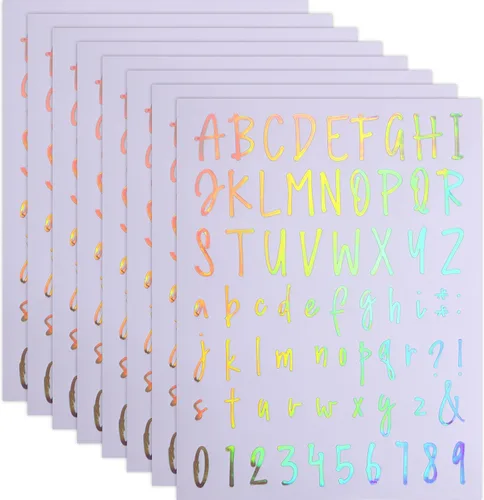 Vista 10 de Sepamoon 552 calcomanías de letras, 8 hojas autoadhesivas de vinilo del alfabeto, calcomanías de números de buzón impermeables para manualidades